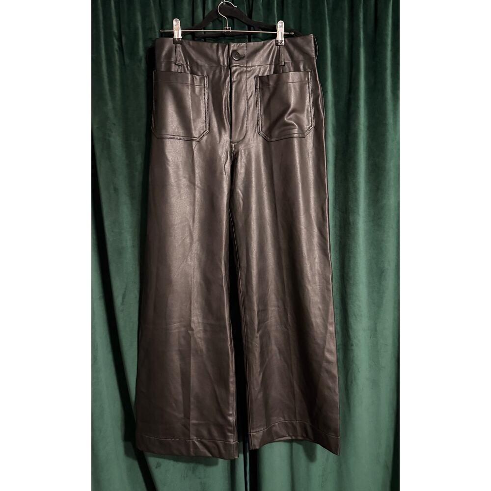 Maeve The Colette Faux Leather Full-Length Wide-Leg Pants Size 30 - Picture 3 of 7